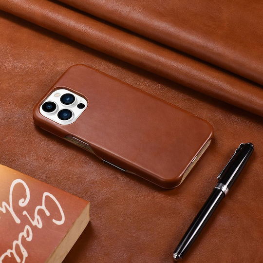iCarer Metal Clip Vintage Book Δερμάτινο Καφέ (iPhone 13 Pro)