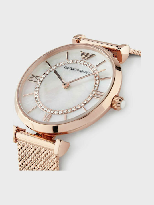 Emporio Armani Gianni T Bar Women's Watch with Pink Gold Metal Bracelet