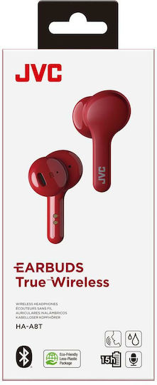 JVC HA-A8T In-ear Bluetooth Handsfree Ακουστικά με Αντοχή στον Ιδρώτα και Θήκη Φόρτισης Κόκκινα
