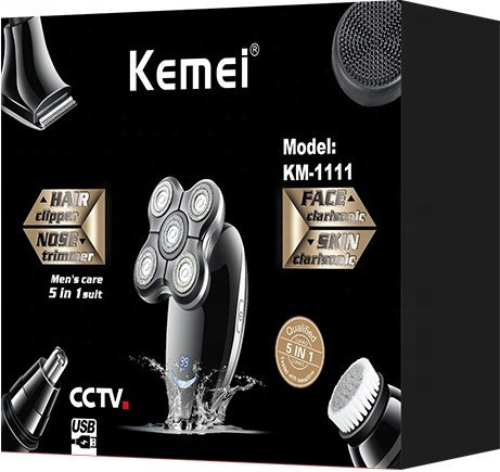 Kemei KM-1111 Περιστρεφόμενη Ξυριστική Μηχανή Προσώπου Επαναφορτιζόμενη