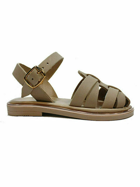 Leather anatomic children's sandals in nude color