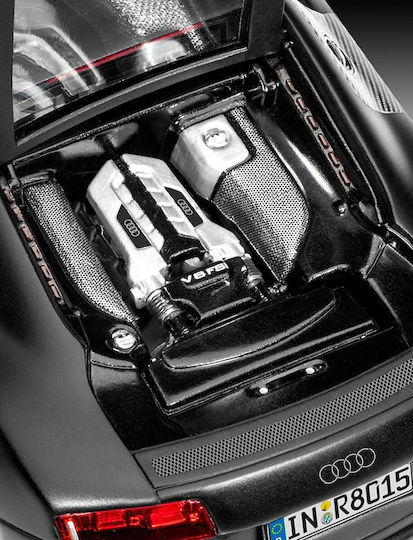 Revell Audi R8 Метал Фигура за Моделизъм Автомобил Черен 106 Части в Мащаб 1:24 18.4см.