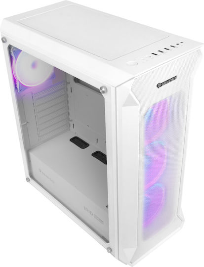Genesis Irid 505 ARGB Gaming Midi-Turm Computergehäuse mit Seitenfenster Weiß