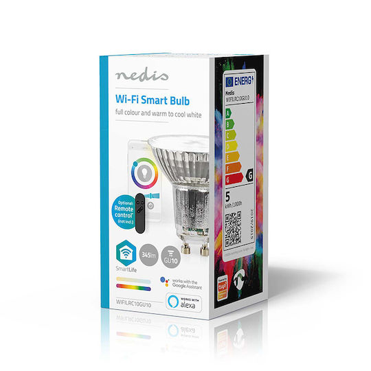 Nedis Smart Lampe LED 4.9W für Fassung GU10 und Form PAR16 RGBW 345lm Dimmbar