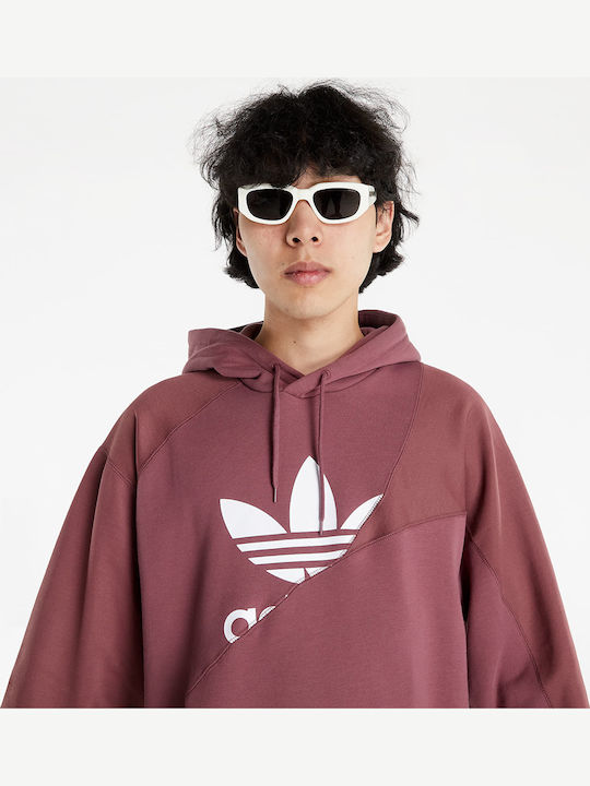 French Terry Sweatshirt with Hood Quiet Crimson