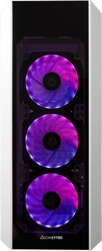 Chieftec Scorpion III Геймърско бюро Midi Tower Компютърна кутия със страничен прозорец и RGB осветление Бяло издание