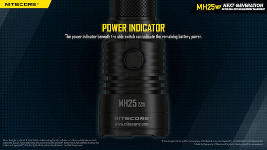 NiteCore Rechargeable Flashlight LED IP68 with Maximum Brightness 1300lm MH25V2 1 × 18650, 2 × CR123, 2 × RCR123 Black