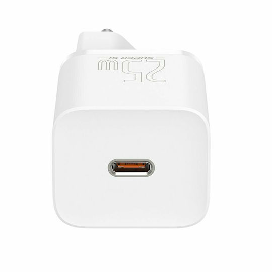 Baseus Charger Without Cable with USB-C Port 25W Whites (Super Si 1C)