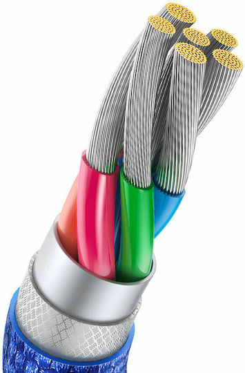 Baseus Crystal Shine Geflochtenes USB 2.0 Kabel USB-C männlich - USB-A 100W PD Blau 1.2m CAJY000403