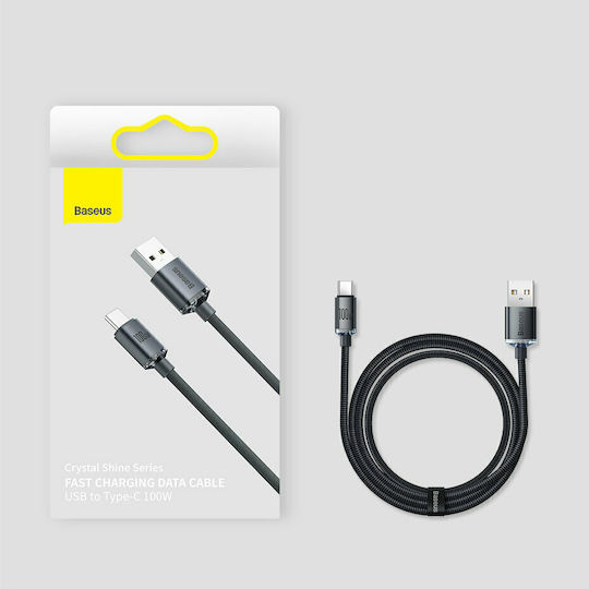 Baseus Crystal Shine Geflochtenes USB 2.0 Kabel USB-C männlich - USB-A 100W PD Blau 1.2m CAJY000403