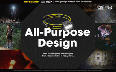 NiteCore Lumină de lucru și de sit, cu baterie Lanternă de Cap LED Impermeabil IP66 cu Luminozitate Maximă 520lm UT27 Pro 3 × AAA