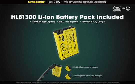 NiteCore Презареждащ се Челник LED IP66 с Максимална Яркост 520лм UT27 Pro 3 × AAA Черен