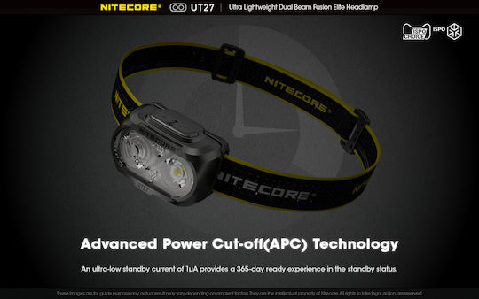 NiteCore Презареждащ се Челник LED IP66 с Максимална Яркост 520лм UT27 Pro 3 × AAA Черен