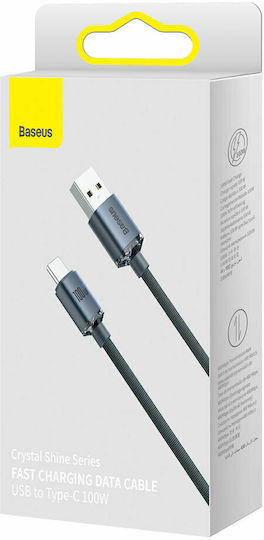 Baseus Crystal Shine Braided USB 2.0 Cable USB-C Male - USB-A 100W PD Black 1.2m CAJY000401