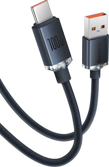 Baseus Crystal Shine Braided USB 2.0 Cable USB-C Male - USB-A 100W PD Black 1.2m CAJY000401