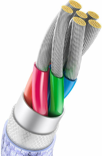 Baseus Crystal Shine Geflochtenes USB 2.0 Kabel USB-C männlich - USB-A 100W PD Lila 1,2m CAJY000405