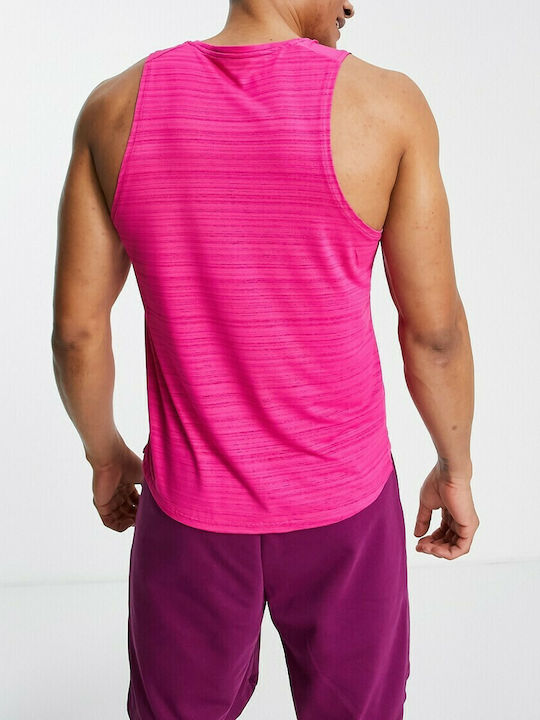 Nike Running Miler Ανδρική Μπλούζα Dri-Fit Αμάνικη Ροζ