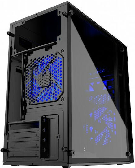 Gembird Fornax 960B Gaming Midi Tower Κουτί Υπολογιστή με Πλαϊνό Παράθυρο Blue LED Fans