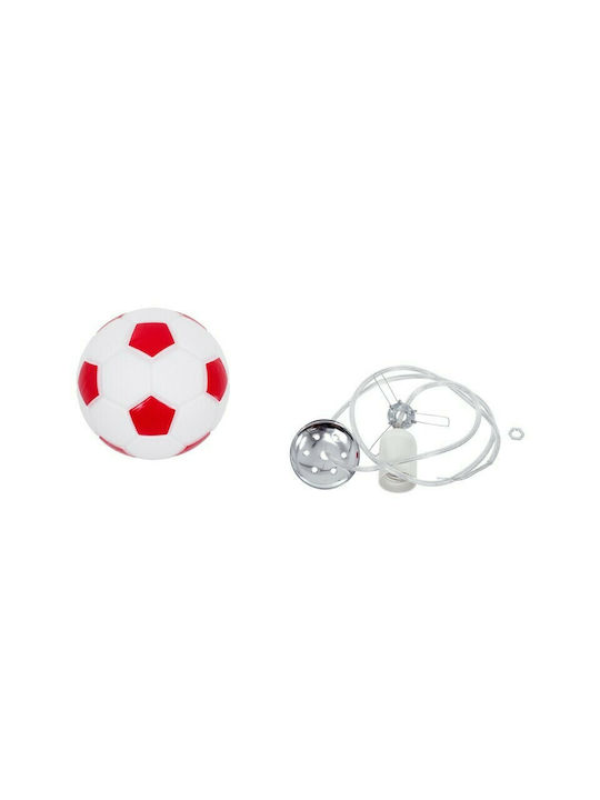 GloboStar Kids Glass Single Ceiling Light E27 Football White/Red 15x18cm