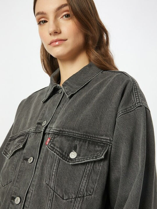 90s Trucker Be Kind Rewind Packable Kurze Damen Jean Jacke Schwarz