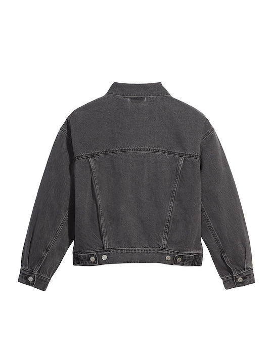 90s Trucker Be Kind Rewind Packable Kurze Damen Jean Jacke Schwarz