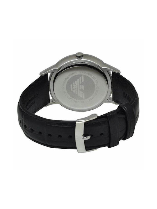 Emporio Armani Watch with Black Leather Strap