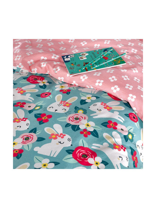 Kentia Honey Set Kids Duvet Cover Single with Pillowcase Cotton Blue 160x240cm