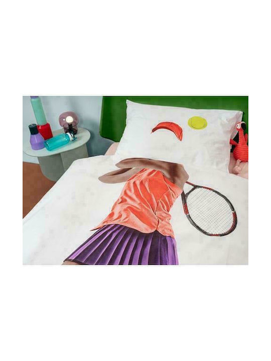 Snurk Tennis Set Kids Duvet Cover Single with Pillowcase Multicolored 140x200cm