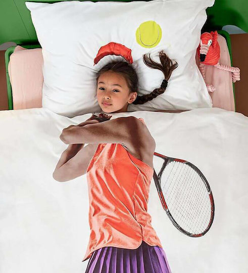 Snurk Tennis Set Kids Duvet Cover Single with Pillowcase Multicolored 140x200cm
