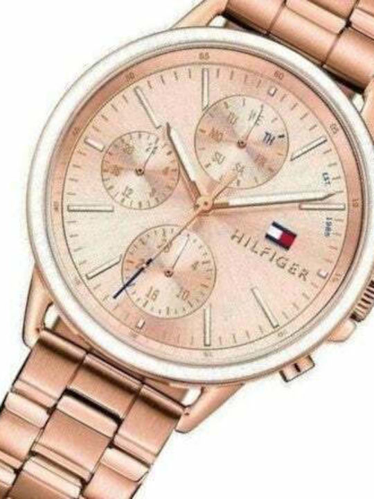 Tommy Hilfiger Carly Damen Uhr Chronograph mit Rose Gold Metallarmband
