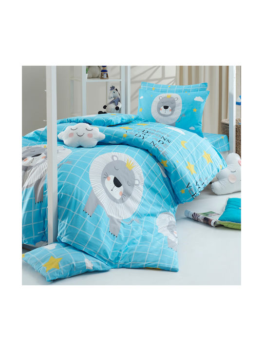 HomeMarkt Set Kids Duvet Cover Single with Pillowcase Cotton Light Blue 160x220cm