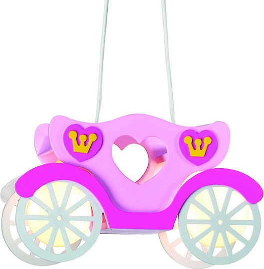 Aca Kids Wooden / Plastic Chandelier Ceiling Light E27 Carriage Pink 40W