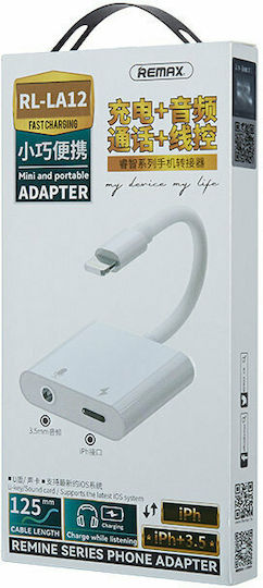 Remax RL-LA12 Μετατροπέας Lightning male σε 3.5mm / Lightning female Λευκό