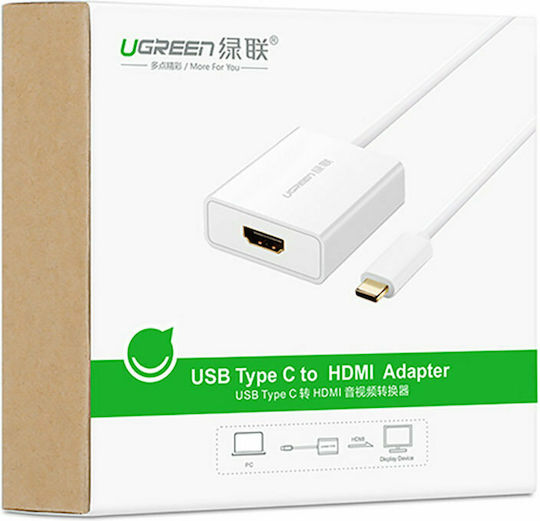 Ugreen Convertor USB-C masculin în HDMI feminin Alb 1buc 40273
