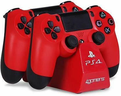 4Gamers Dual Charge 'N' Stand Βάση Φόρτισης για 2 χειριστήρια PS4 Κόκκινη