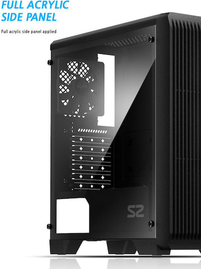 Zalman S2 Gaming Midi Tower Κουτί Υπολογιστή με Πλαϊνό Παράθυρο Μαύρο