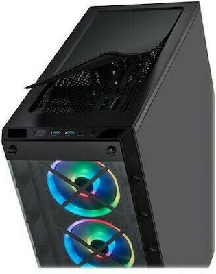 Corsair iCUE 465X RGB Геймърско бюро Midi Tower Компютърна кутия със страничен прозорец Черен
