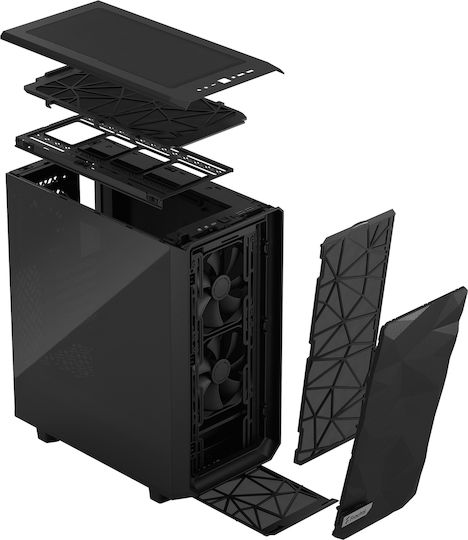 Fractal Design Meshify 2 Compact Dark Tempered Glass Gaming Midi Tower Κουτί Υπολογιστή με Πλαϊνό Παράθυρο Μαύρο