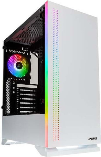 Zalman S5 Gaming Midi Tower Κουτί Υπολογιστή με Πλαϊνό Παράθυρο Λευκό
