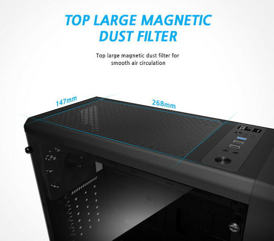 Zalman S3 TG Gaming Midi Tower Κουτί Υπολογιστή με Πλαϊνό Παράθυρο Μαύρο