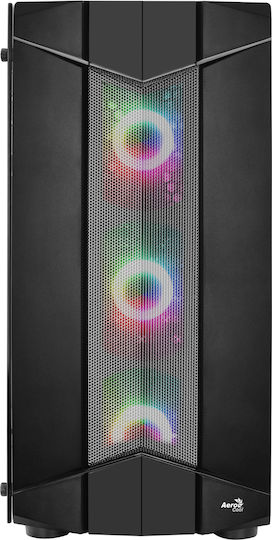 Aerocool Sentinel Gaming Midi Tower Κουτί Υπολογιστή με Πλαϊνό Παράθυρο και RGB Φωτισμό Μαύρο