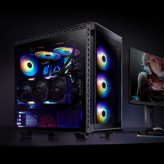 Adata XPG Battlecruiser Gaming Middle Tower Cutie de calculator cu iluminare RGB Negru