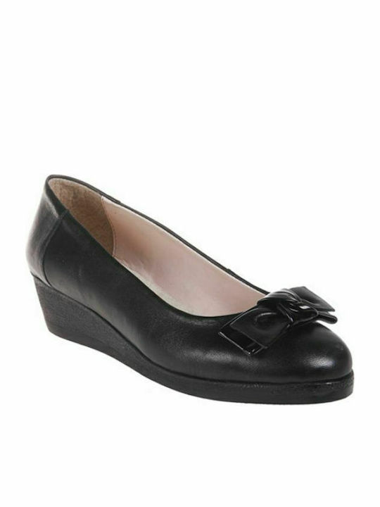 Elenross Leder Pumps mit flachem Absatz Schwarz