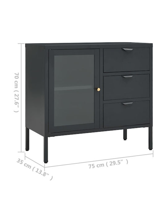 Sideboard made of Metal with Drawers Charcoal 75x35x70cm