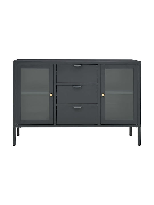 Metallic Buffet with Drawers Ανθρακί L105xW35xH70cm