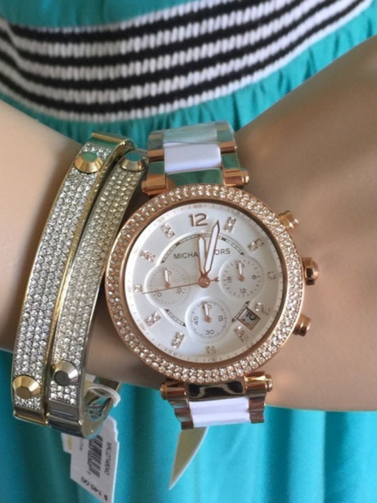 Michael Kors Parker Womens Watch 38mm Chronograph Battery with Stainless Steel Bracelet Michael Kors Parker Womens Watch 38mm Chronograph Battery with Stainless Steel Bracelet