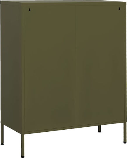 vidaXL Büroaufbewahrungsschublade und -schrank Metall Grün Oliv 80x35x101.5cm