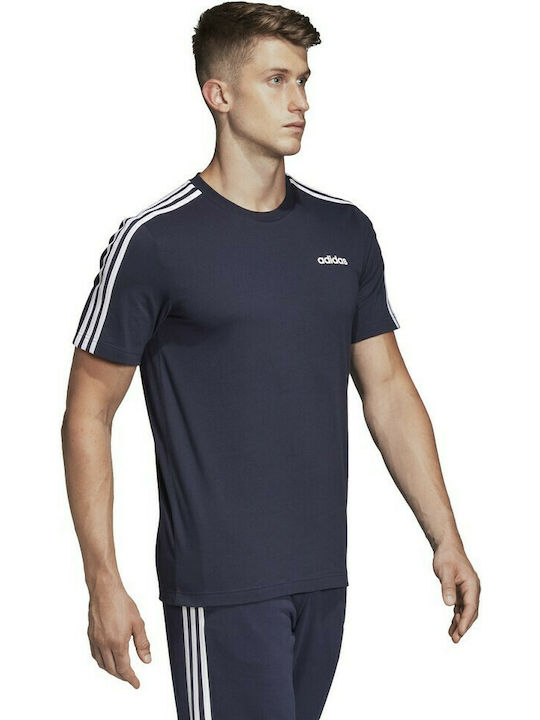 Adidas Essentials 3 Stripes Αθλητικό Ανδρικό T-shirt Μπλε με Λογότυπο