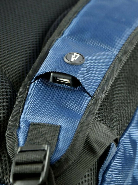 Must Team Monochrome School Bag Backpack Junior High-High School Blue with Water Bottle Holder 22Liters