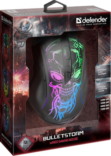 Defender Bulletstorm GM-928 RGB Gaming Ποντίκι 7200 DPI Μαύρο
